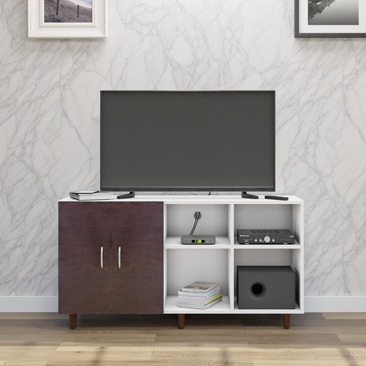 TV Unit | 2 Door, Open Shelves | Dual Color TV & Entertainment Unit VIKI FURNITURE