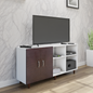 TV Unit | 2 Door, Open Shelves | Dual Color TV & Entertainment Unit VIKI FURNITURE Frosty White with Dark Wenge