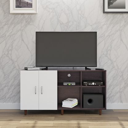 TV Unit | 2 Door, Open Shelves | Dual Color TV & Entertainment Unit VIKI FURNITURE