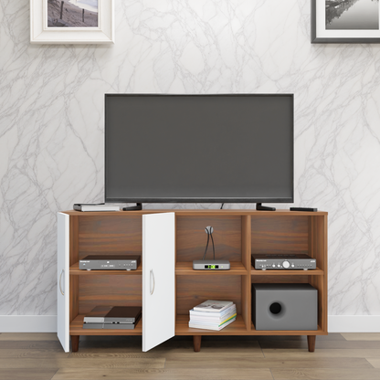 TV Unit | 2 Door, Open Shelves | Dual Color TV & Entertainment Unit VIKI FURNITURE