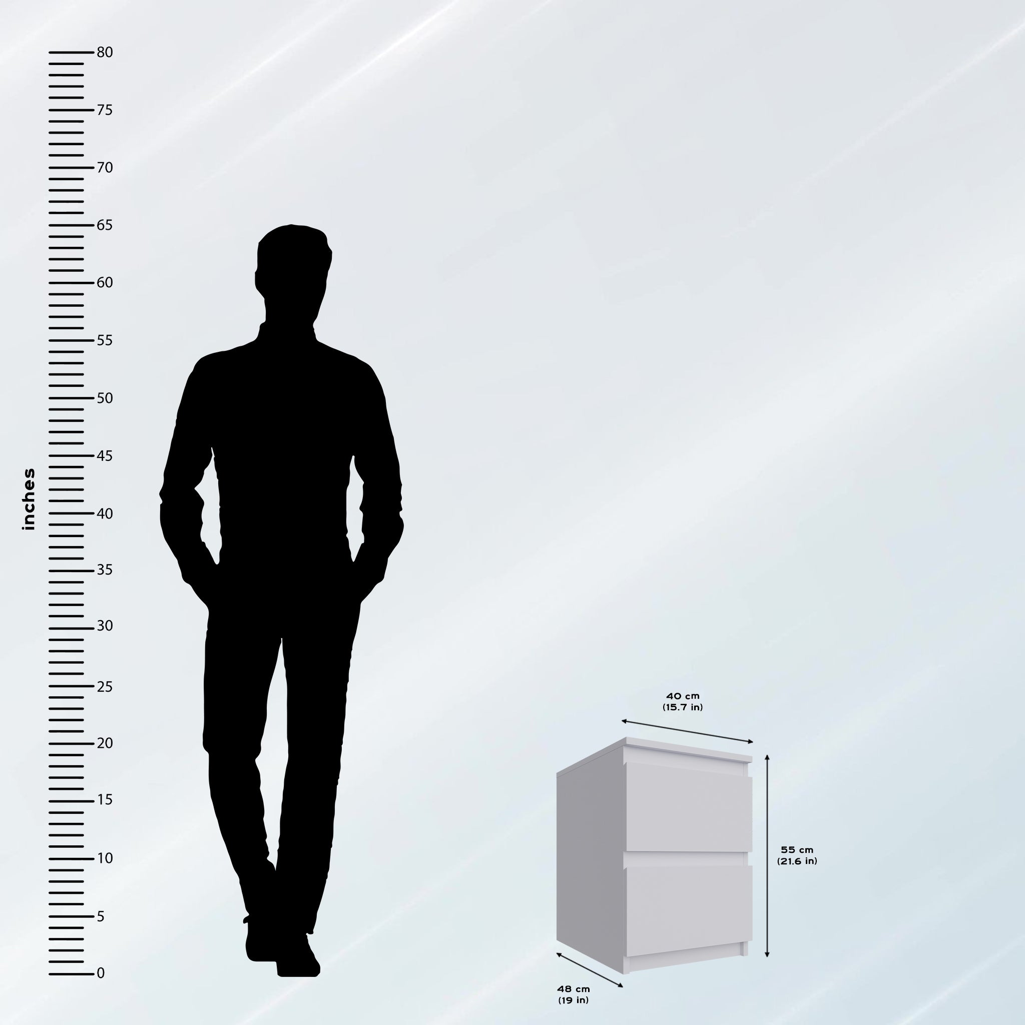 PARA | Chest of 2 Drawer | Suede Finish Drawer Units VIKI FURNITURE