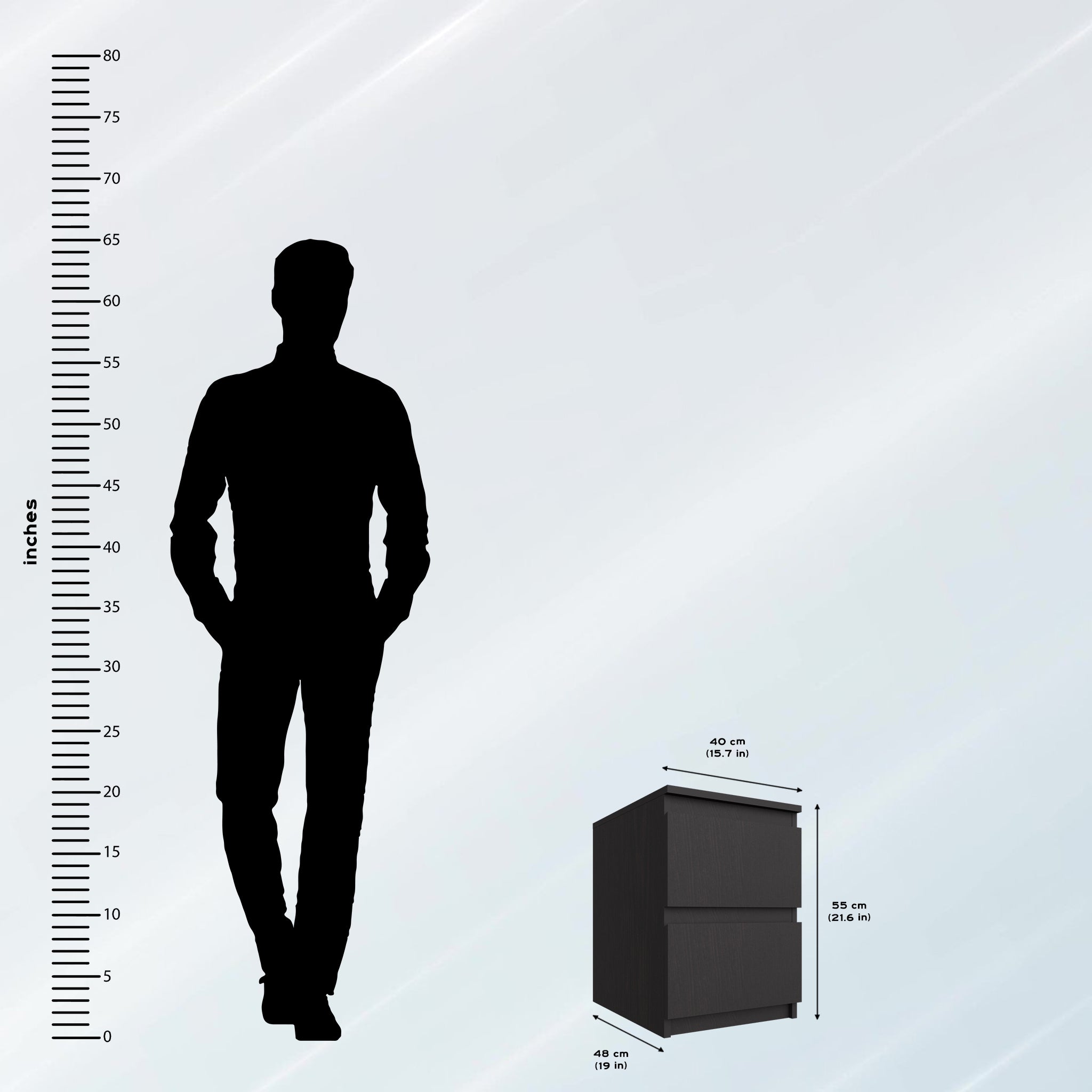 PARA | Chest of 2 Drawer | Suede Finish Drawer Units VIKI FURNITURE