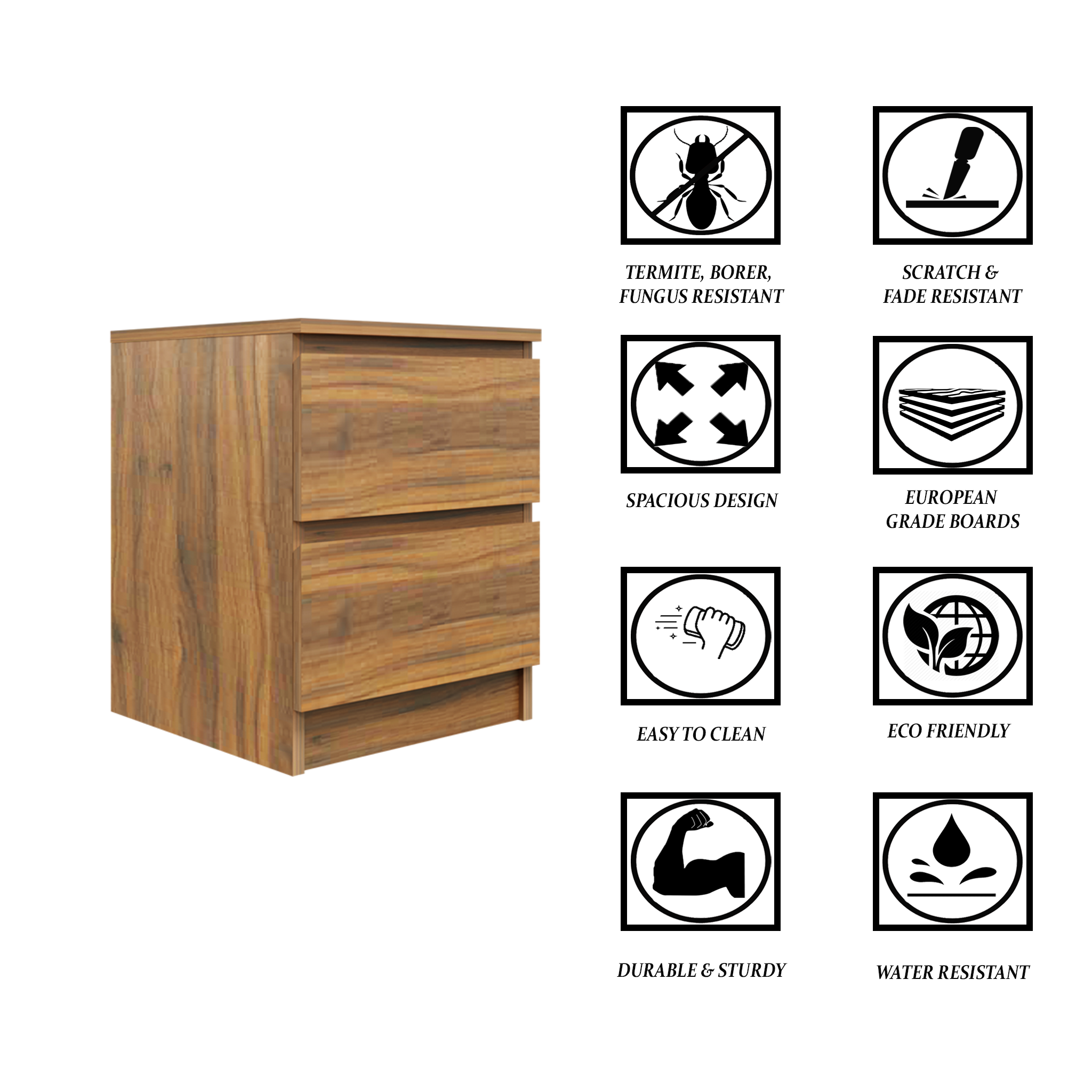 PARA | Chest of 2 Drawer | Suede Finish Drawer Units VIKI FURNITURE