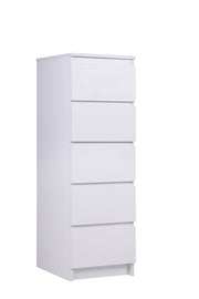 PARA | Chest of 5 Drawer | Suede Finish Drawer Units VIKI FURNITURE White
