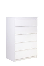 PARA | Chest of 5 Drawer | Suede Finish Drawer Units VIKI FURNITURE White