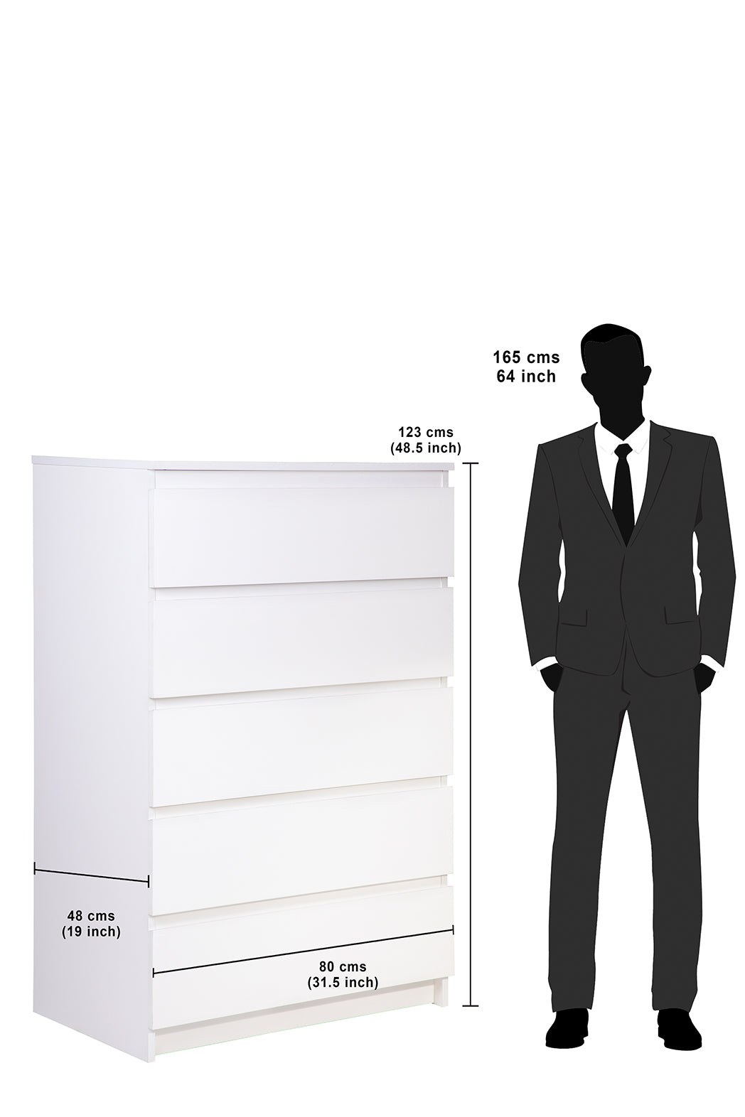 PARA | Chest of 5 Drawer | Suede Finish Drawer Units VIKI FURNITURE