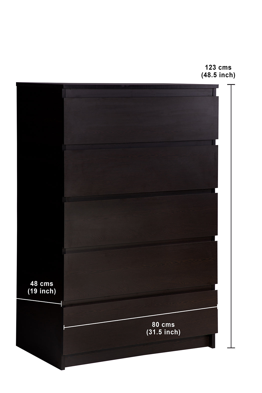 PARA | Chest of 5 Drawer | Suede Finish Drawer Units VIKI FURNITURE