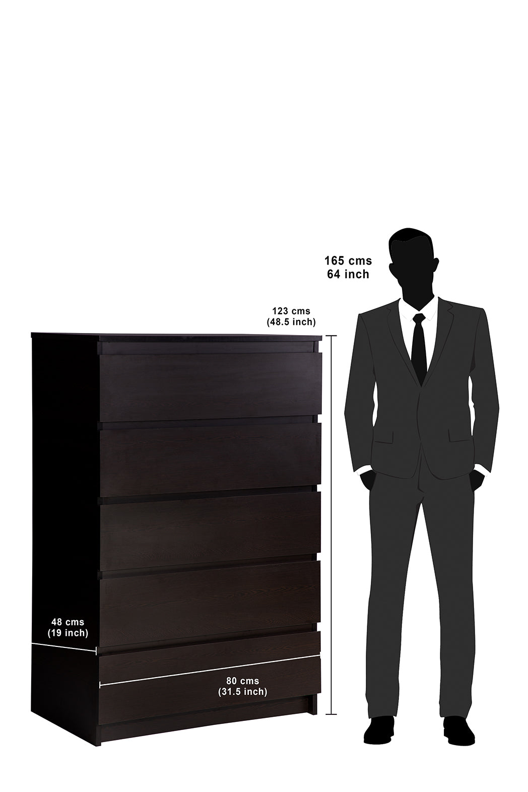 PARA | Chest of 5 Drawer | Suede Finish Drawer Units VIKI FURNITURE