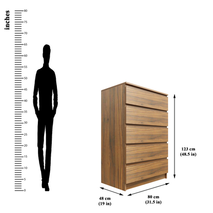 PARA | Chest of 5 Drawer, Frosty white, Dark Wenge and Brussel Walnut | Suede Finish Drawer Units VIKI FURNITURE   