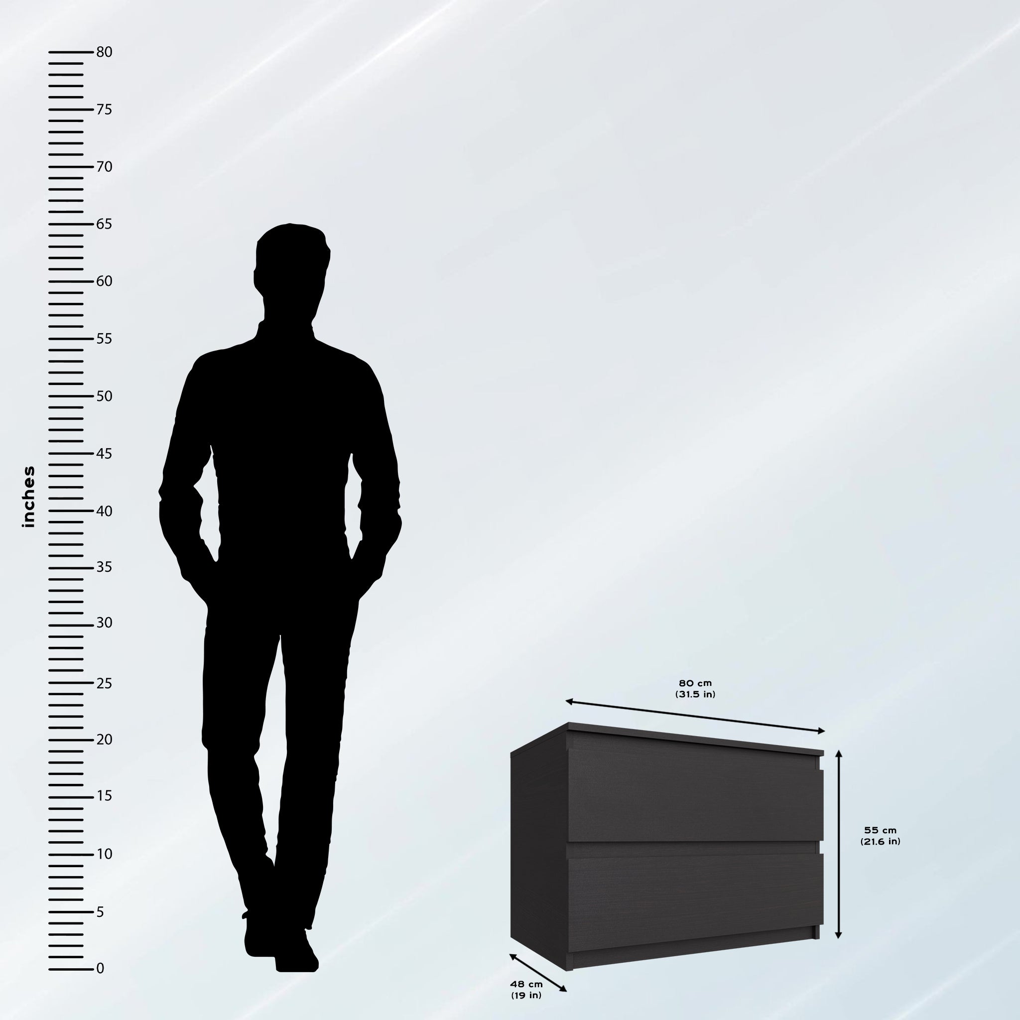 PARA | Chest of 2 Drawer | Suede Finish Drawer Units VIKI FURNITURE