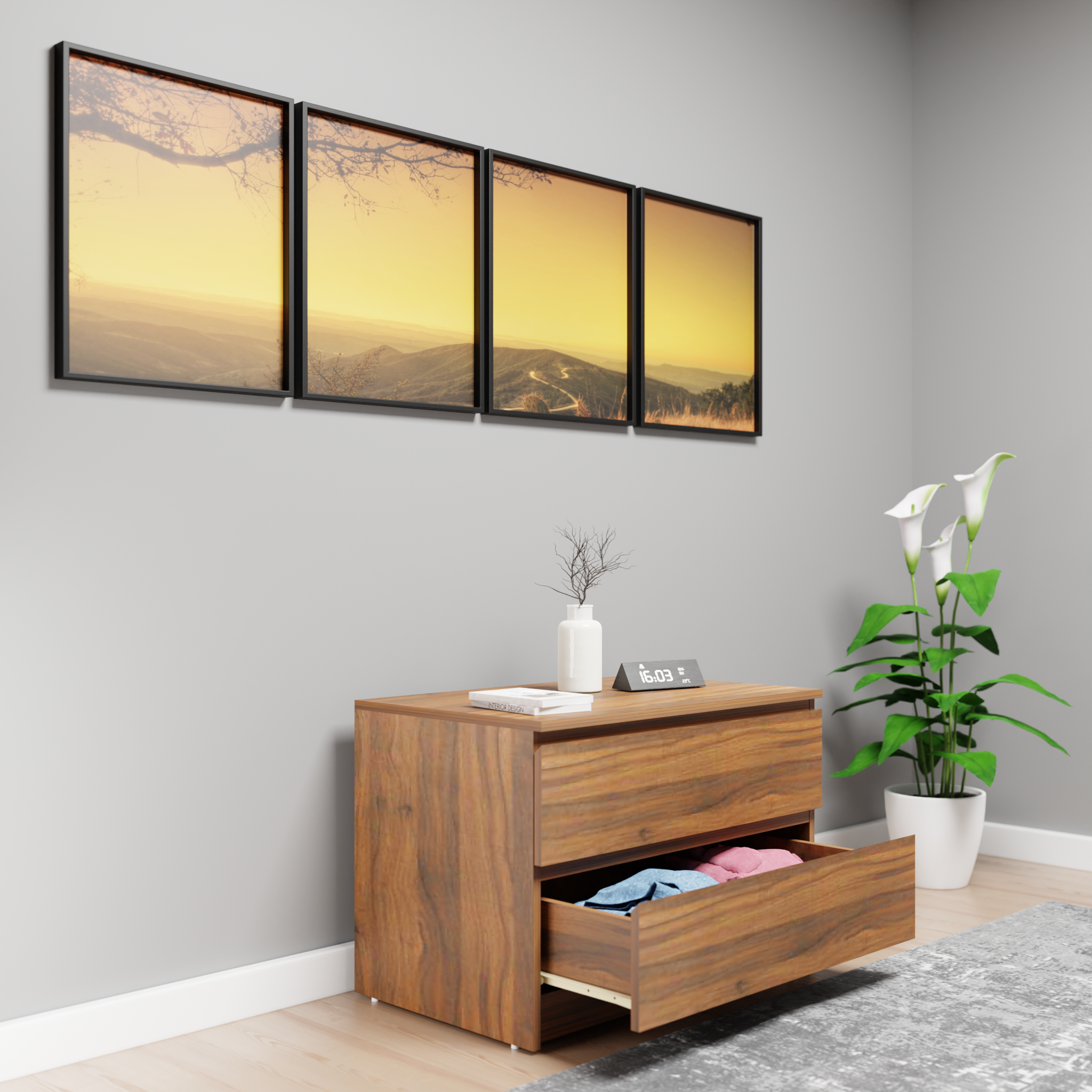 PARA | Chest of 2 Drawer | Suede Finish Drawer Units VIKI FURNITURE