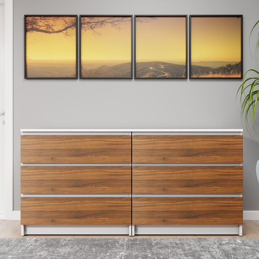PARA | Chest of 6 Drawer, Frosty white, Brussel Walnut | Suede Finish Drawer Units VIKI FURNITURE   