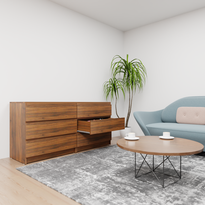 PARA | Chest of 6 Drawer, Frosty white, Dark Wenge and Brussel Walnut | Suede Finish Drawer Units VIKI FURNITURE   