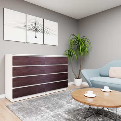PARA | Chest of 8 Drawer, Frosty white, Dark Wenge | Suede Finish Drawer Units VIKI FURNITURE Frosty White & Dark Wenge  