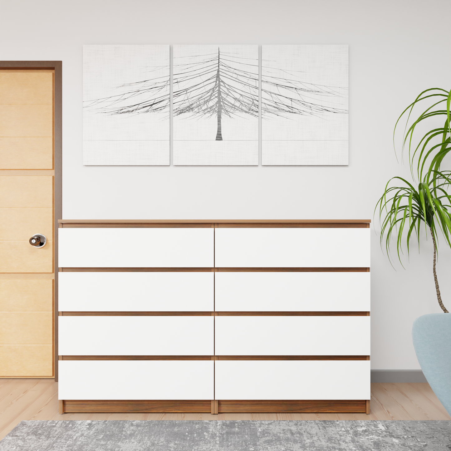 PARA | Chest of 8 Drawer, Brussel Walnut, Frosty white | Suede Finish Drawer Units VIKI FURNITURE   