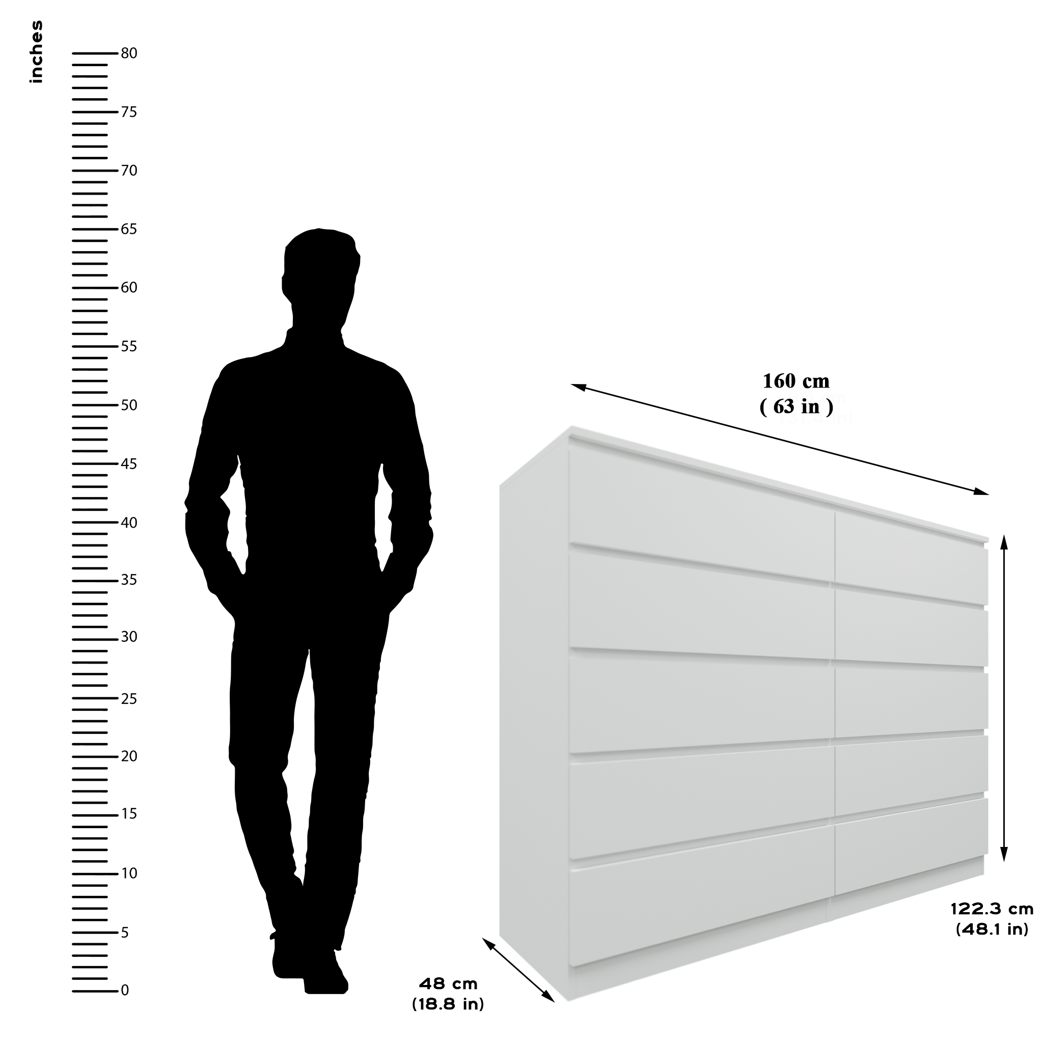 PARA | Chest of 10 Drawer | Suede Finish VIKI FURNITURE