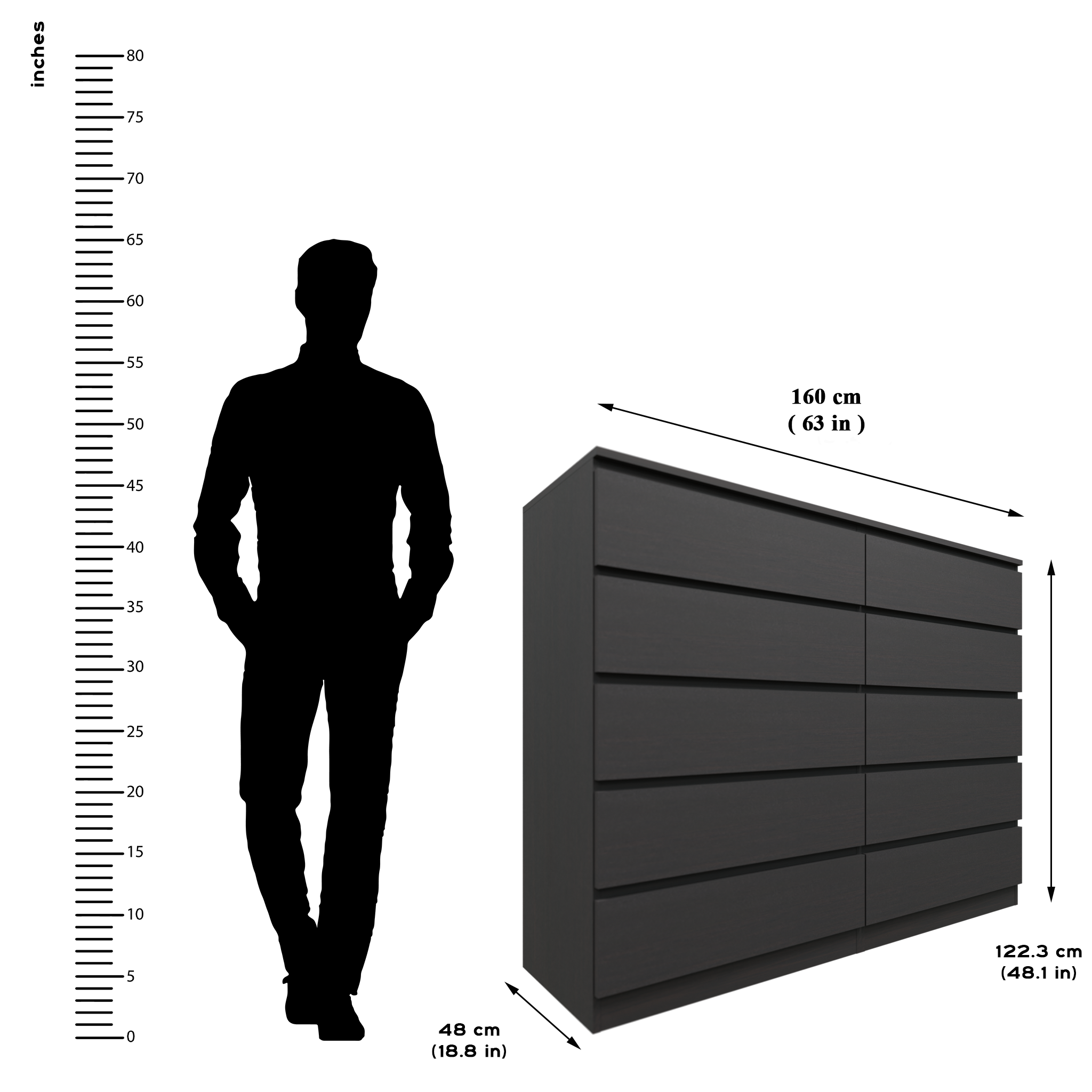 PARA | Chest of 10 Drawer | Suede Finish VIKI FURNITURE