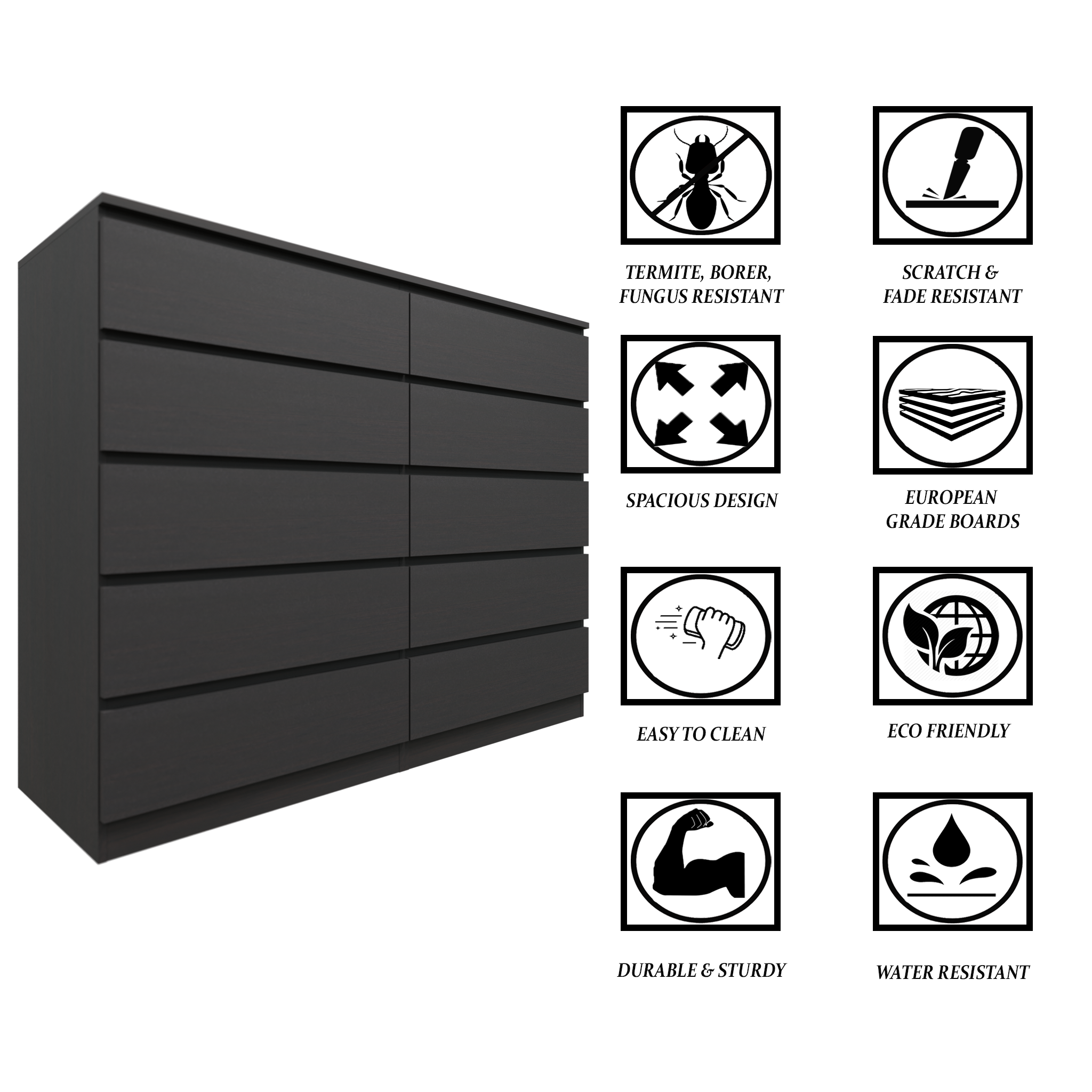 PARA | Chest of 10 Drawer | Suede Finish VIKI FURNITURE