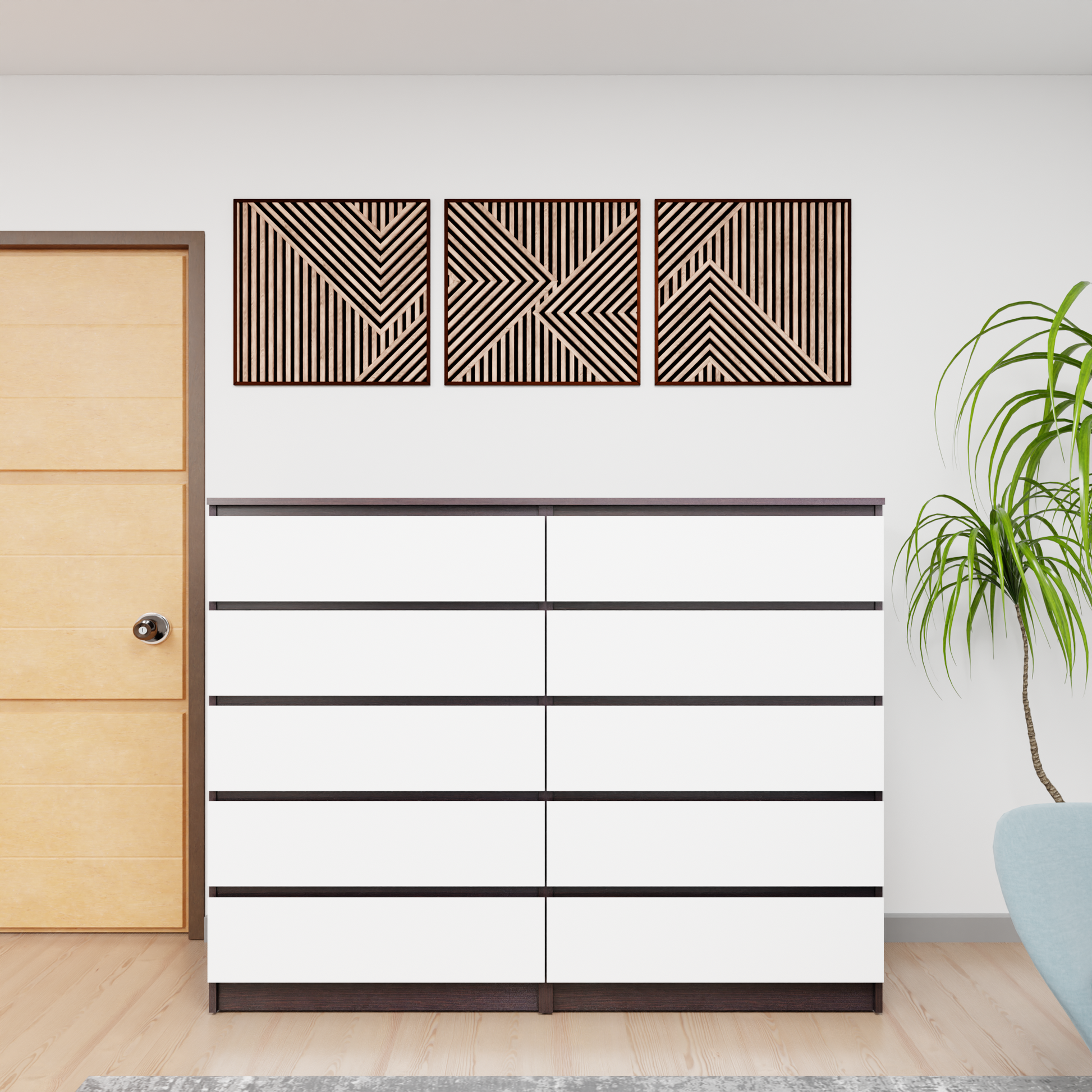 PARA | Chest of 10 Drawer, Dark Wenge, Frosty White | Suede Finish Drawer Units VIKI FURNITURE   