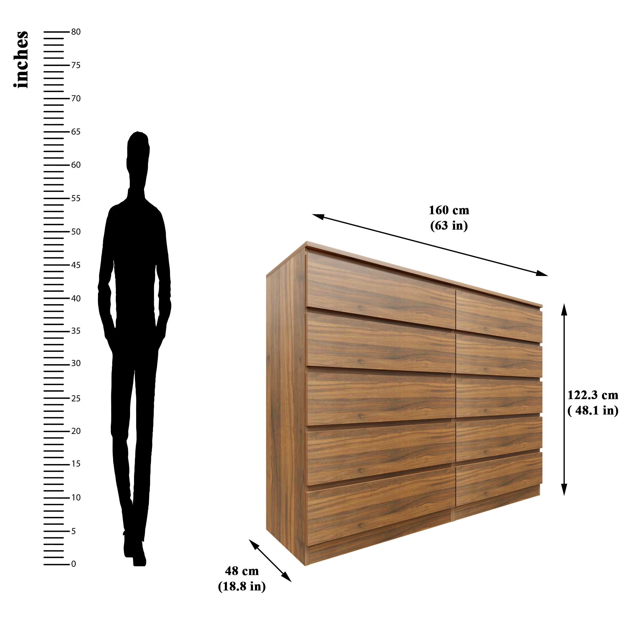 PARA | Chest of 10 Drawer | Suede Finish VIKI FURNITURE