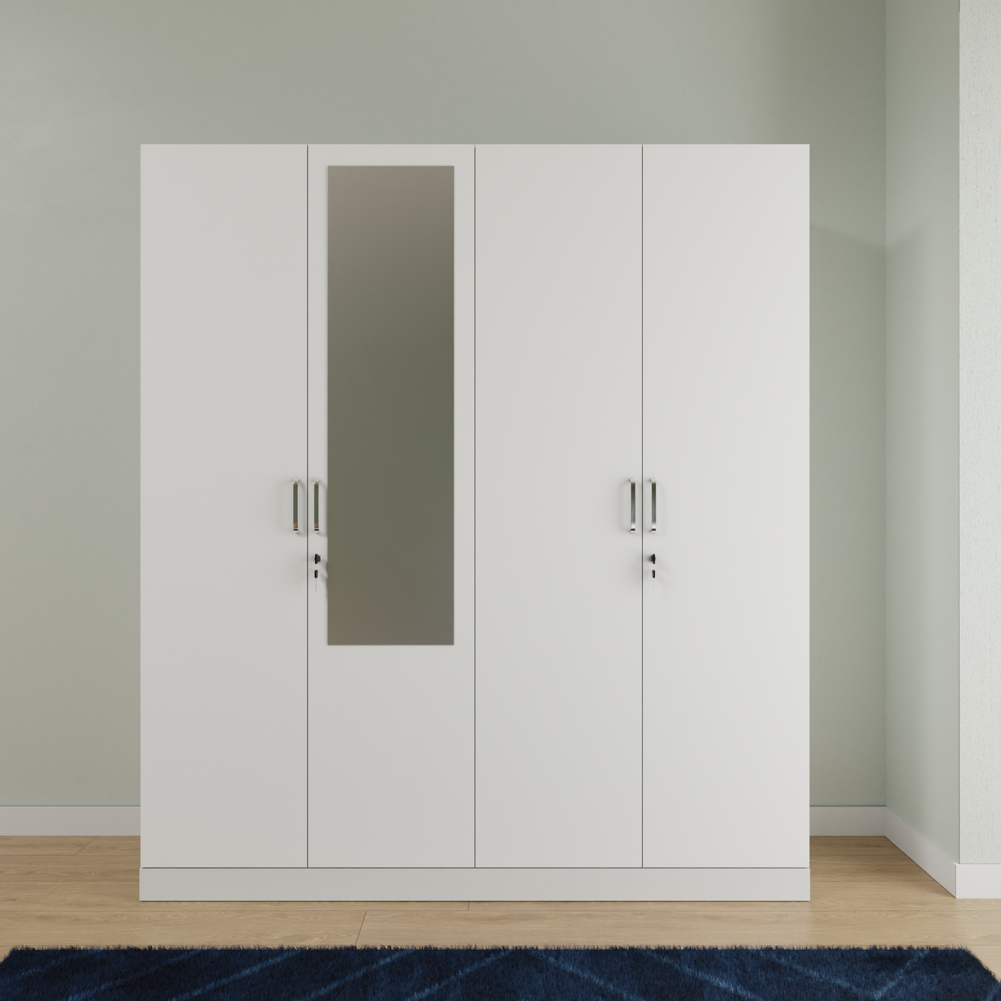 AVIRA |Wardrobe with Mirror, Hinged | 4 Door, 2 Inside Drawer Wardrobes VIKI FURNITURE   