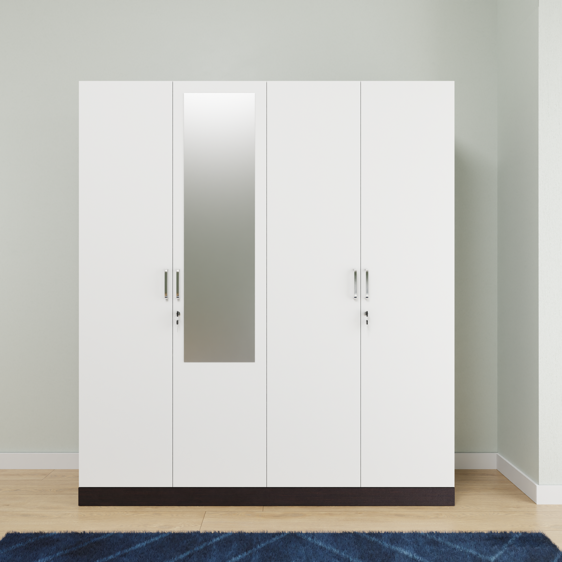 AVIRA |Wardrobe with Mirror, Hinged | 4 Door, 2 Inside Drawer Wardrobes VIKI FURNITURE   