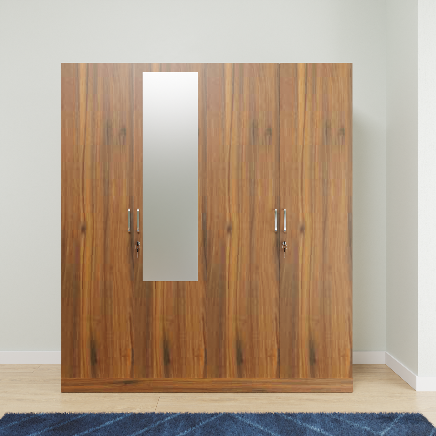 AVIRA |Wardrobe with Mirror, Hinged | 4 Door, 2 Inside Drawer Wardrobes VIKI FURNITURE   