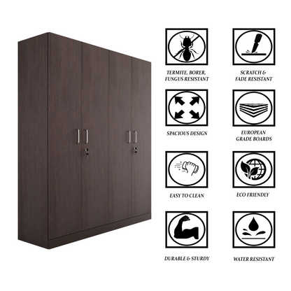 AVIRA |Wardrobe, Hinged | 4 Door, 2 Inside Drawer Wardrobes VIKI FURNITURE   