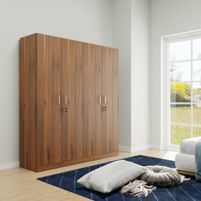 AVIRA |Wardrobe, Hinged | 4 Door, 2 Inside Drawer Wardrobes VIKI FURNITURE Brussel Walnut  