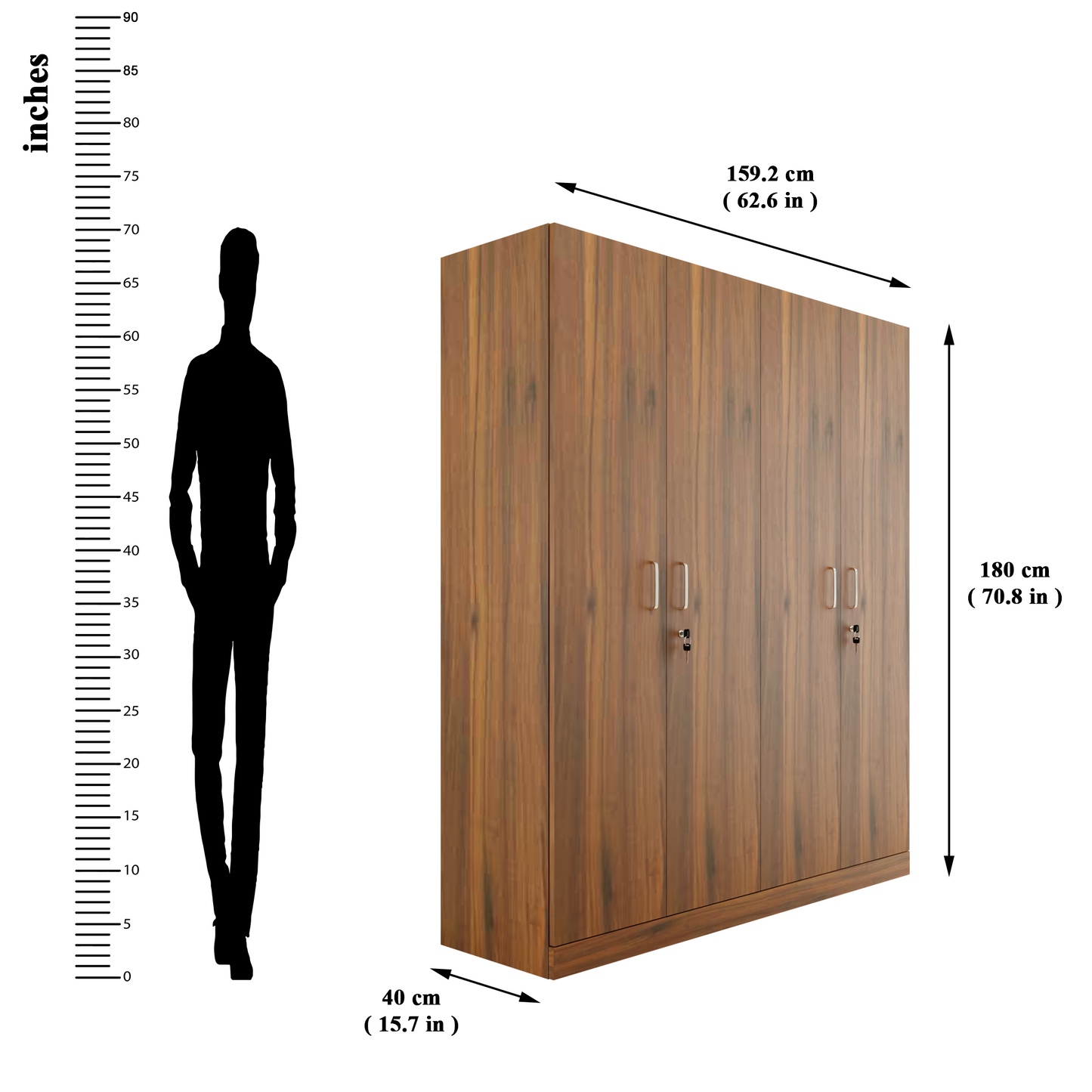 AVIRA |Wardrobe, Hinged | 4 Door, 2 Inside Drawer Wardrobes VIKI FURNITURE   