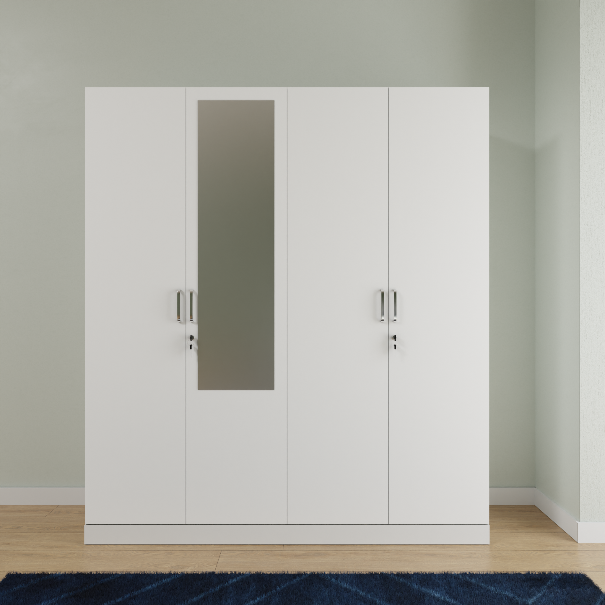 AVIRA |Wardrobe with Mirror, Hinged | 4 Door, Shelf, Hanging Space Wardrobes VIKI FURNITURE   