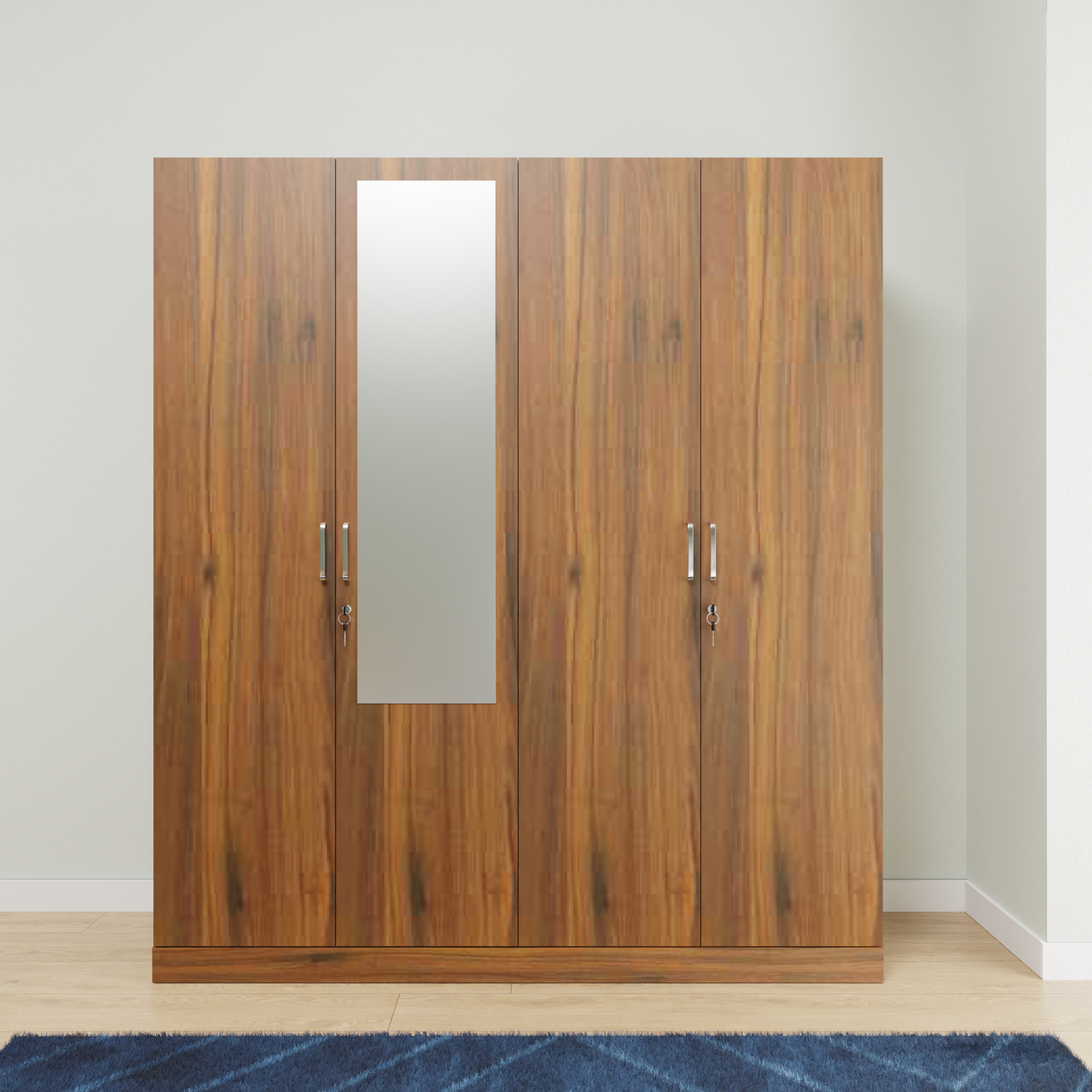 AVIRA |Wardrobe with Mirror, Hinged | 4 Door, Shelf, Hanging Space Wardrobes VIKI FURNITURE   