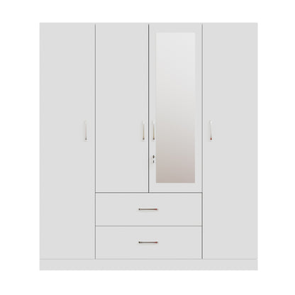 AVIRA |Wardrobe with Mirror, Hinged | 4 Door, 2 Drawer Wardrobes VIKI FURNITURE   
