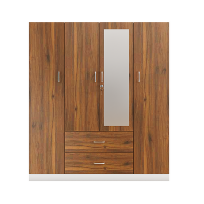 AVIRA |Wardrobe with Mirror, Hinged | 4 Door, 2 Drawer & Dual Color Wardrobes VIKI FURNITURE   