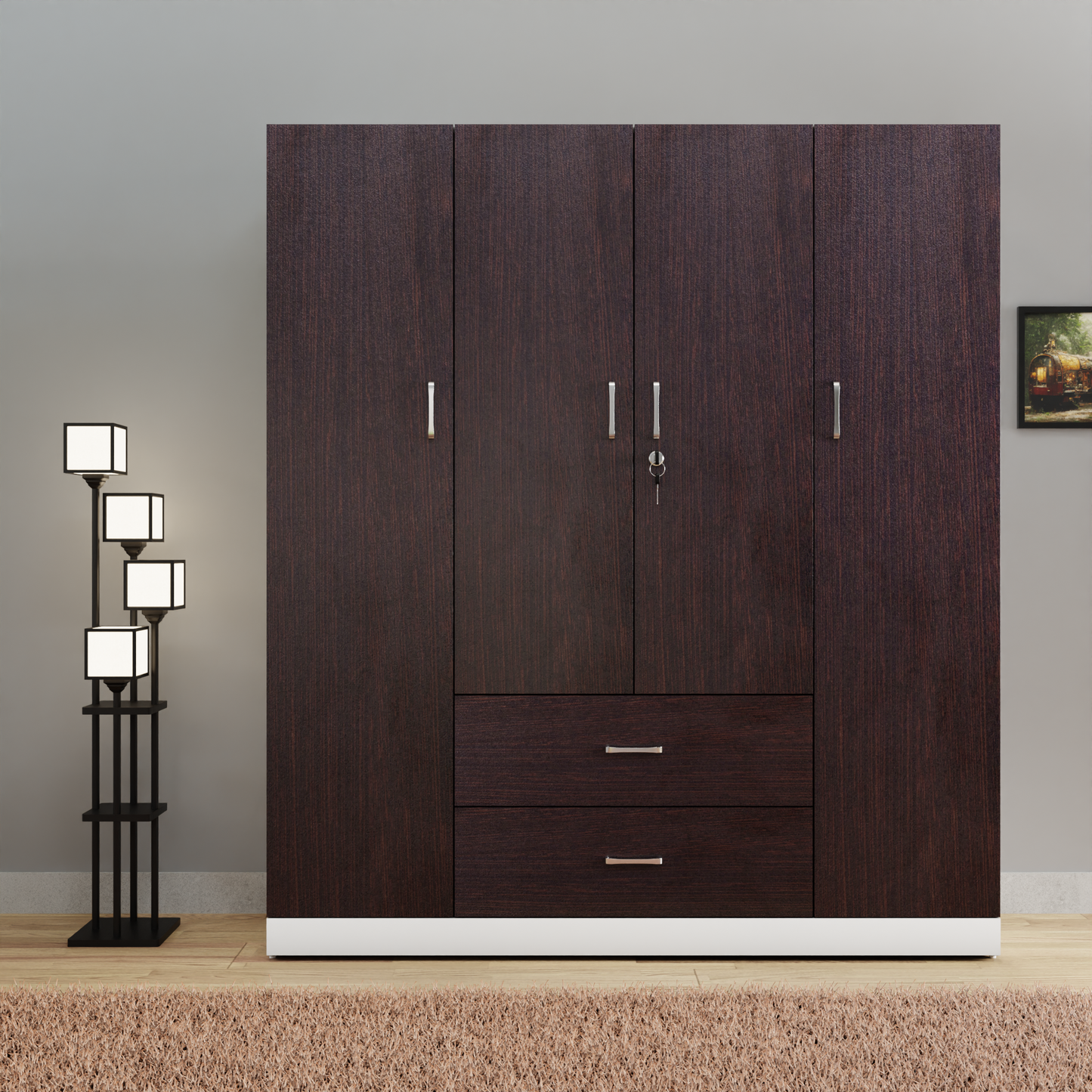 AVIRA |Wardrobe, Hinged | 4 Door, 2 Drawer & Dual Color Wardrobes VIKI FURNITURE   