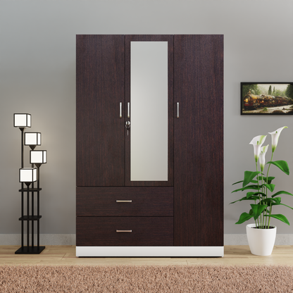 AVIRA | Wardrobe With Mirror, Hinged | 3 Door, 2 Drawer & Dual Color Wardrobes VIKI FURNITURE   