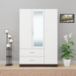 AVIRA | Wardrobe With Mirror, Hinged | 3 Door, 2 Drawer & Dual Color Wardrobes VIKI FURNITURE Dark Wenge & Frosty White  