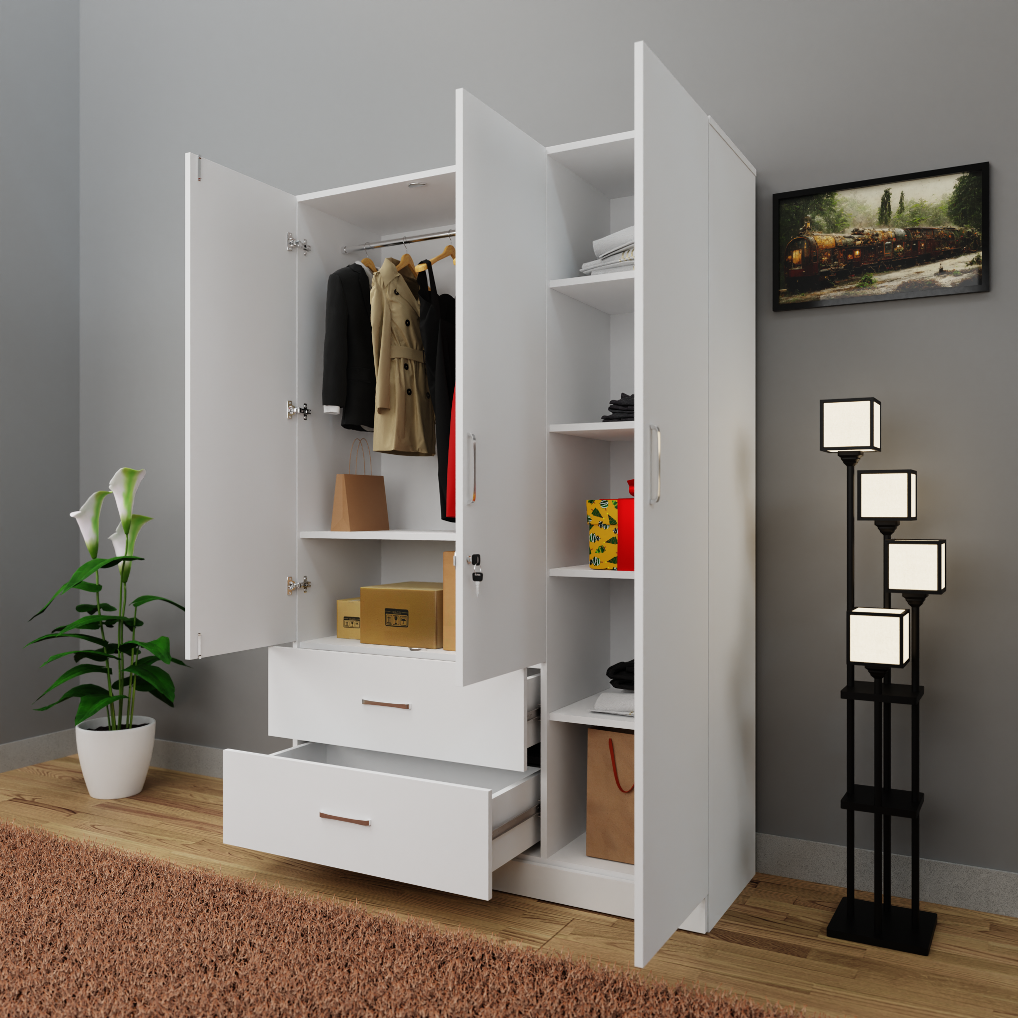 AVIRA | Wardrobe , Hinged | 3 Door, 2 Drawer Wardrobes VIKI FURNITURE   