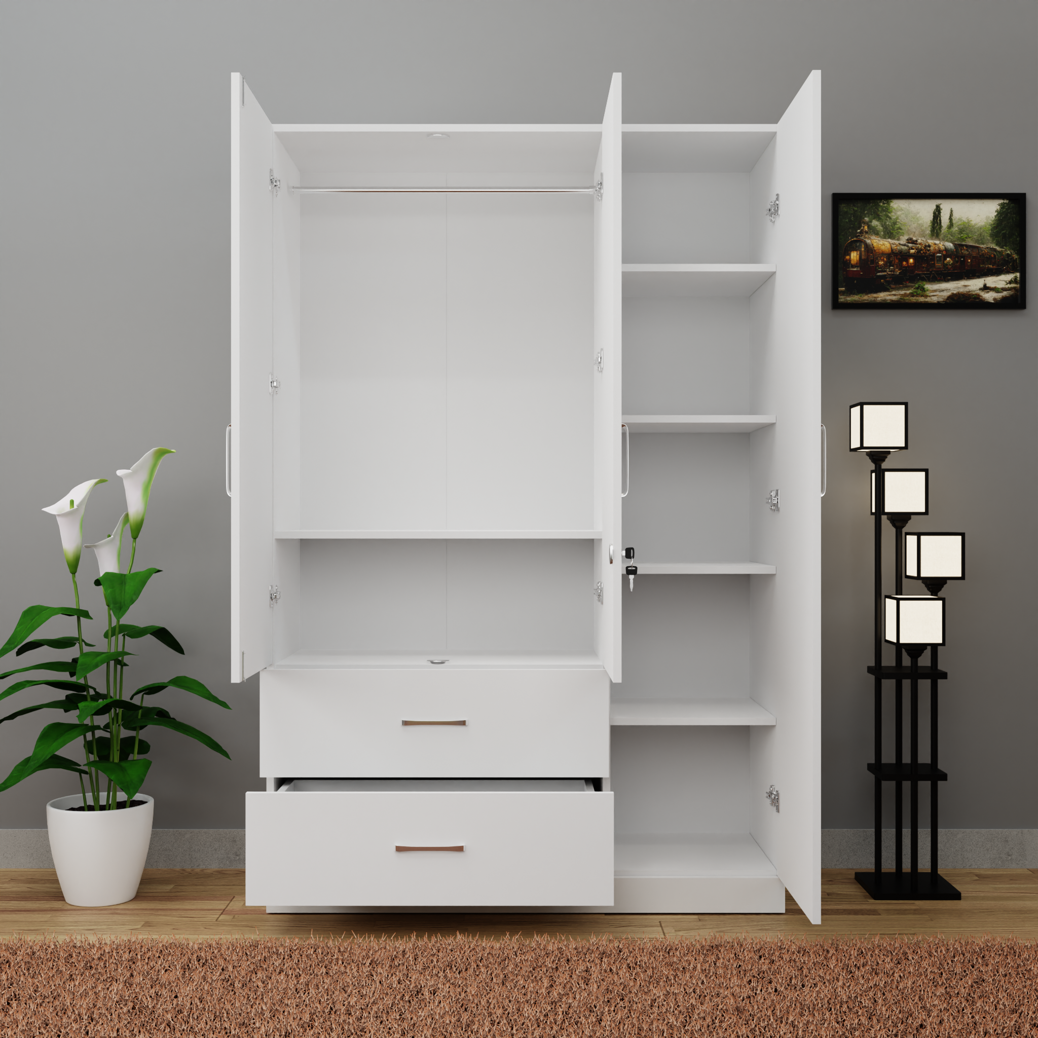 AVIRA | Wardrobe , Hinged | 3 Door, 2 Drawer Wardrobes VIKI FURNITURE   