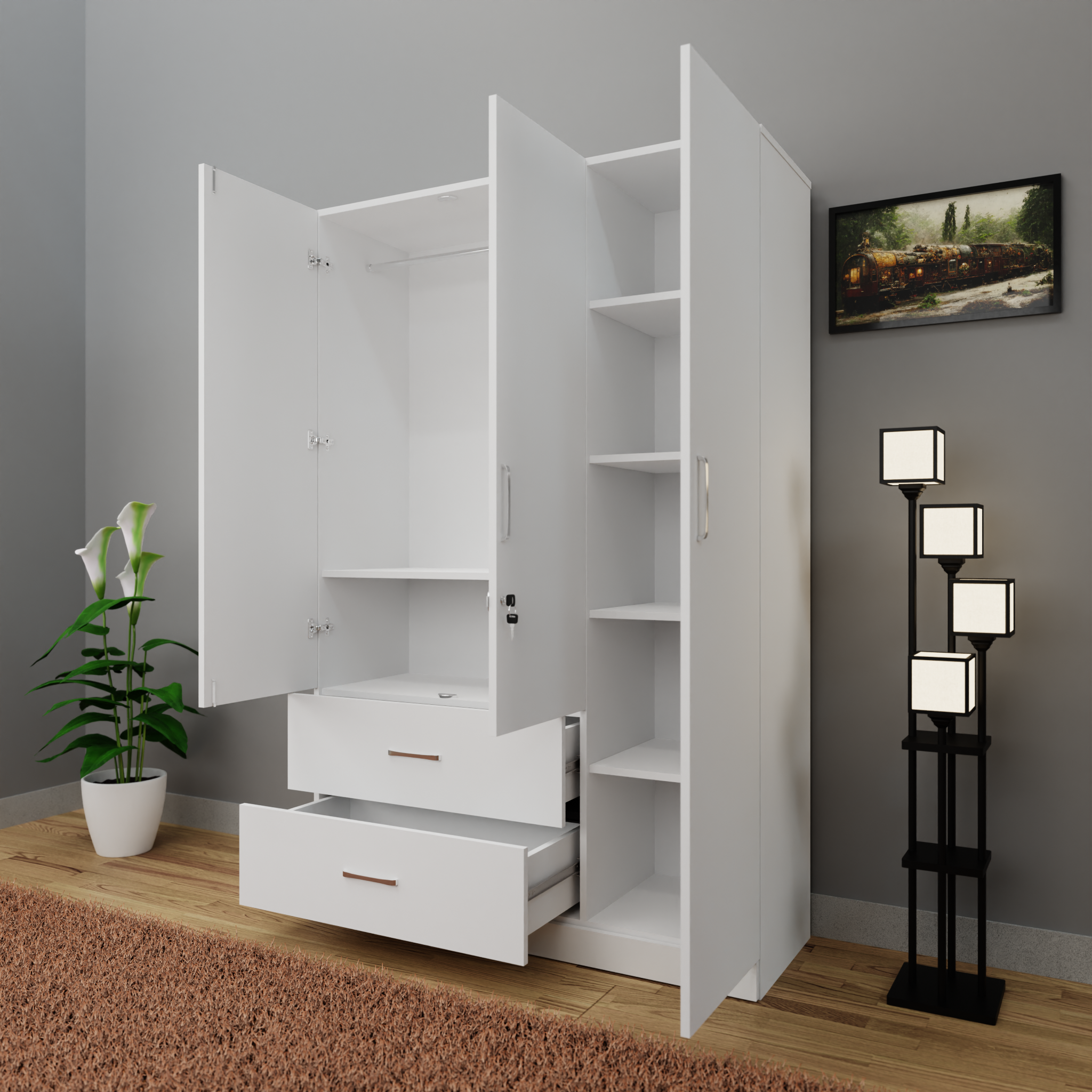 AVIRA | Wardrobe , Hinged | 3 Door, 2 Drawer Wardrobes VIKI FURNITURE   