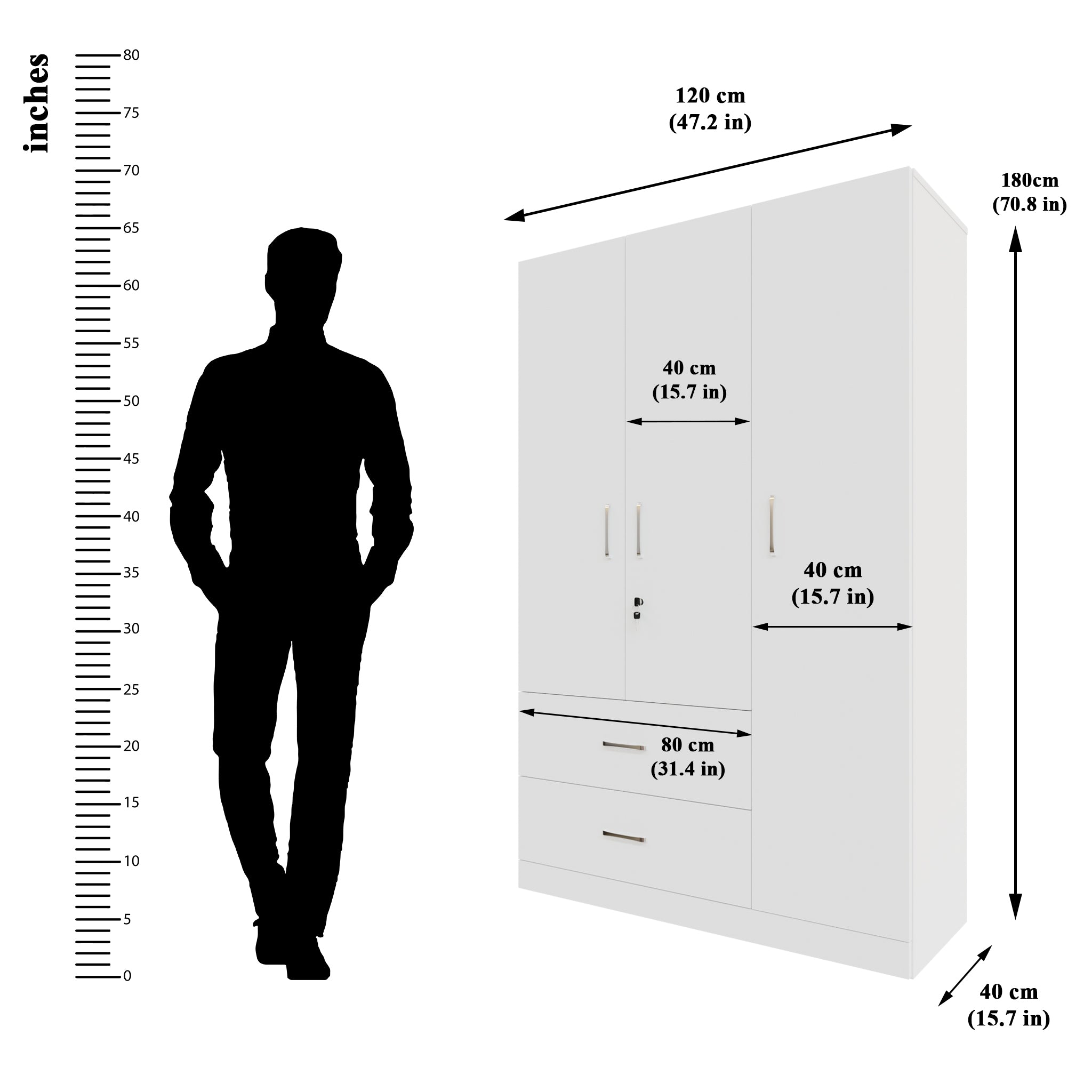 AVIRA | Wardrobe , Hinged | 3 Door, 2 Drawer Wardrobes VIKI FURNITURE   