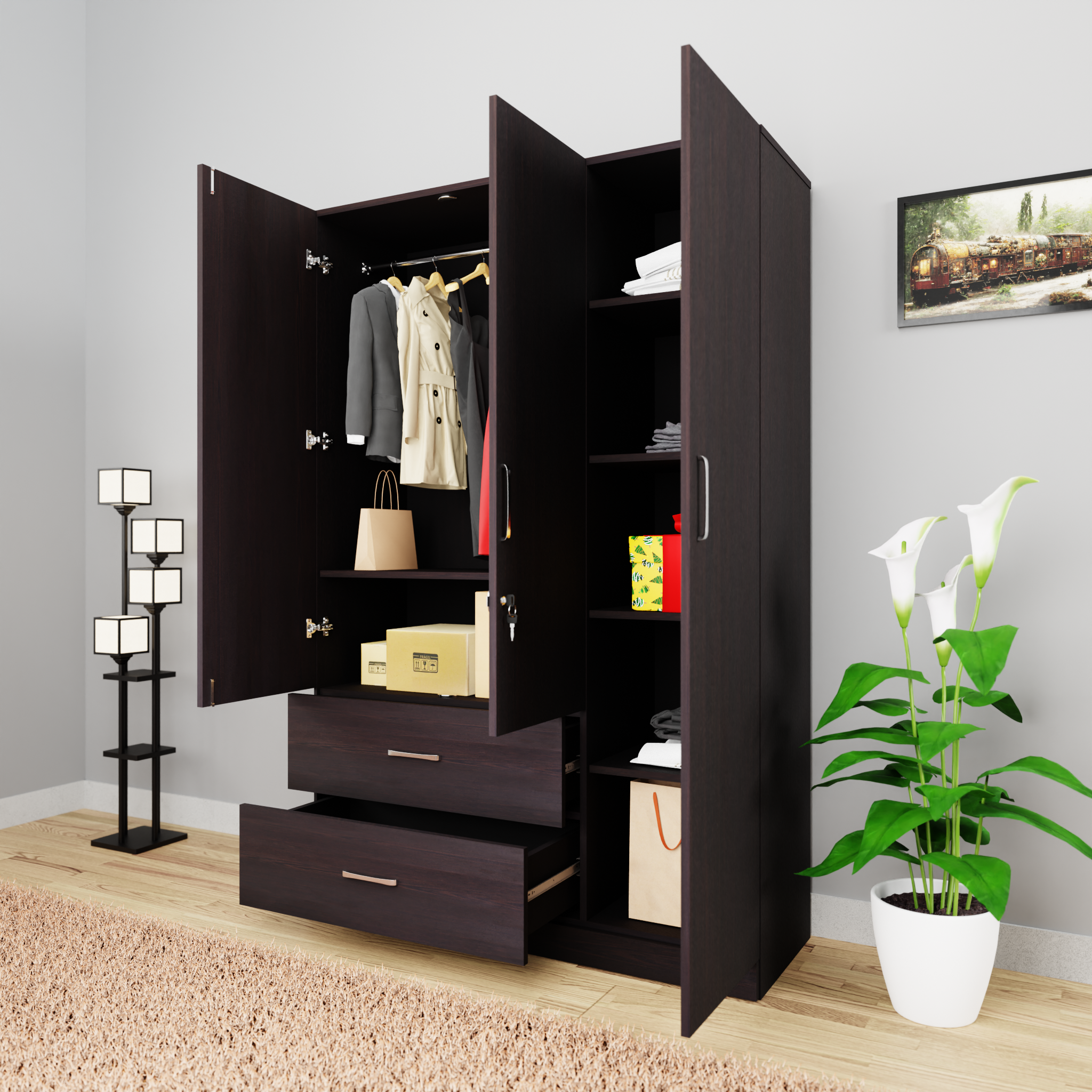 AVIRA | Wardrobe , Hinged | 3 Door, 2 Drawer Wardrobes VIKI FURNITURE   