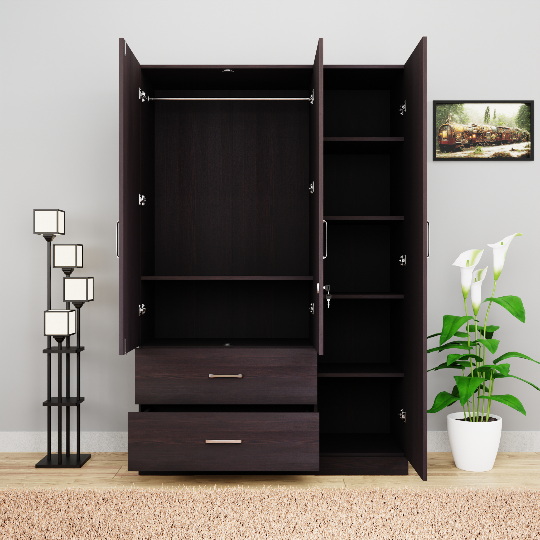 AVIRA | Wardrobe , Hinged | 3 Door, 2 Drawer Wardrobes VIKI FURNITURE   