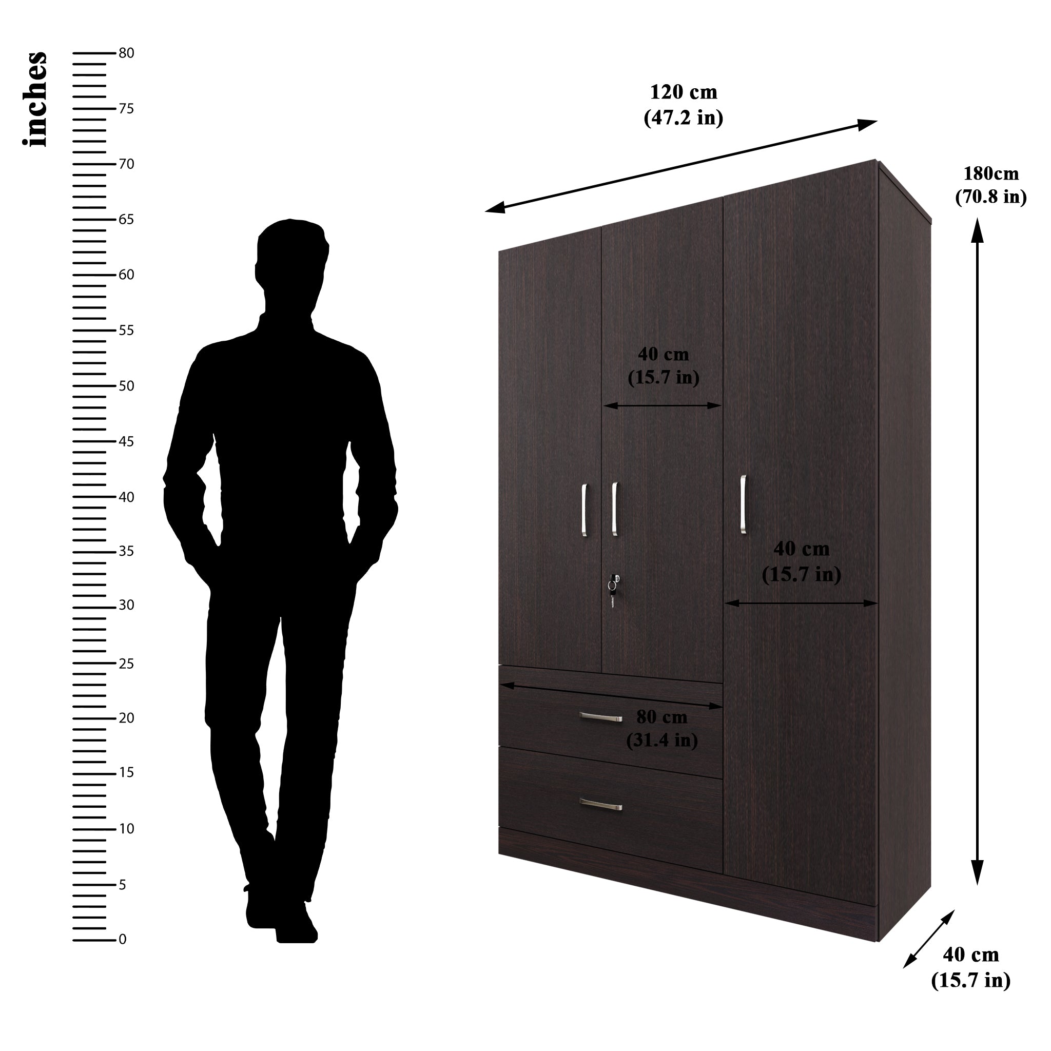 AVIRA | Wardrobe , Hinged | 3 Door, 2 Drawer Wardrobes VIKI FURNITURE   
