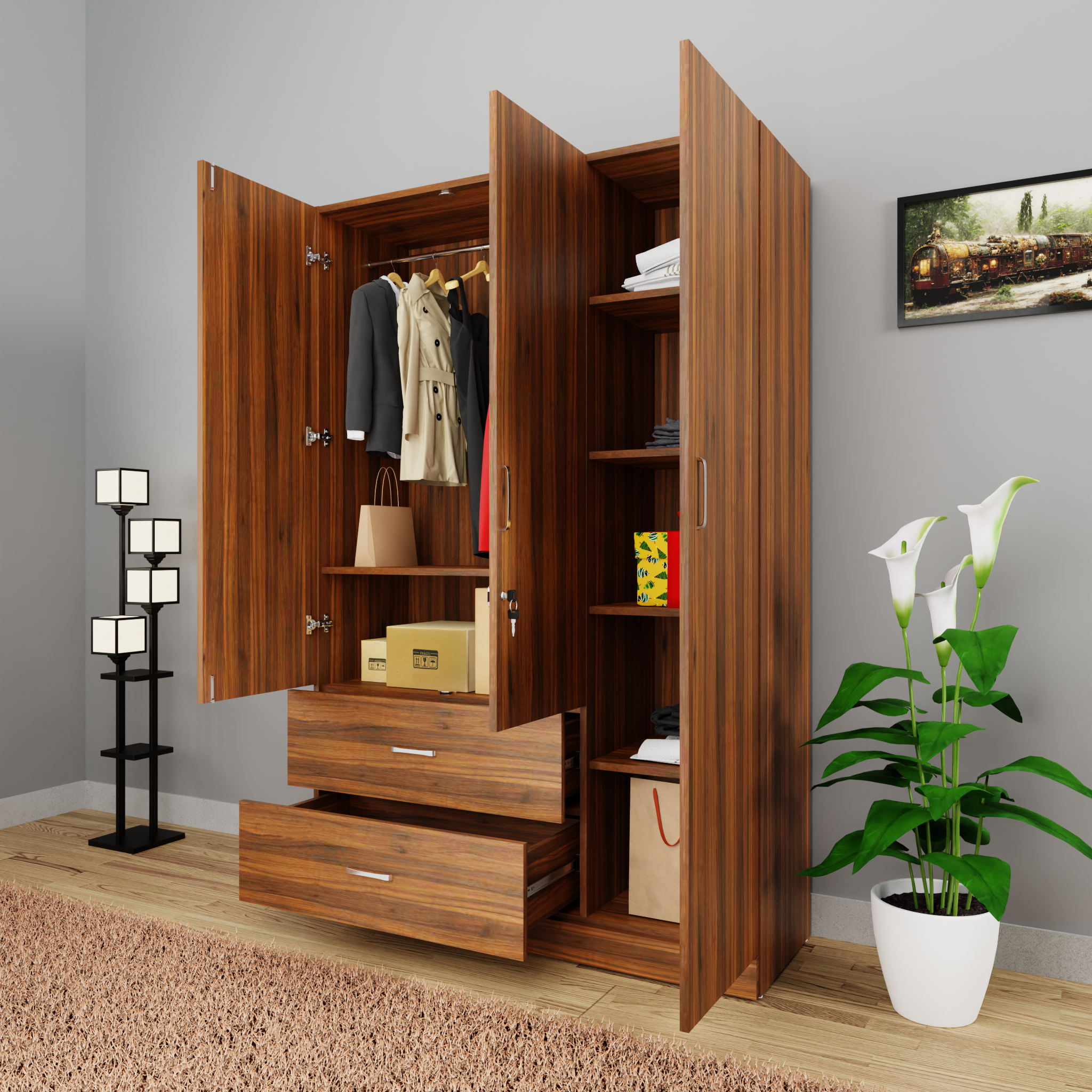 AVIRA | Wardrobe , Hinged | 3 Door, 2 Drawer Wardrobes VIKI FURNITURE   