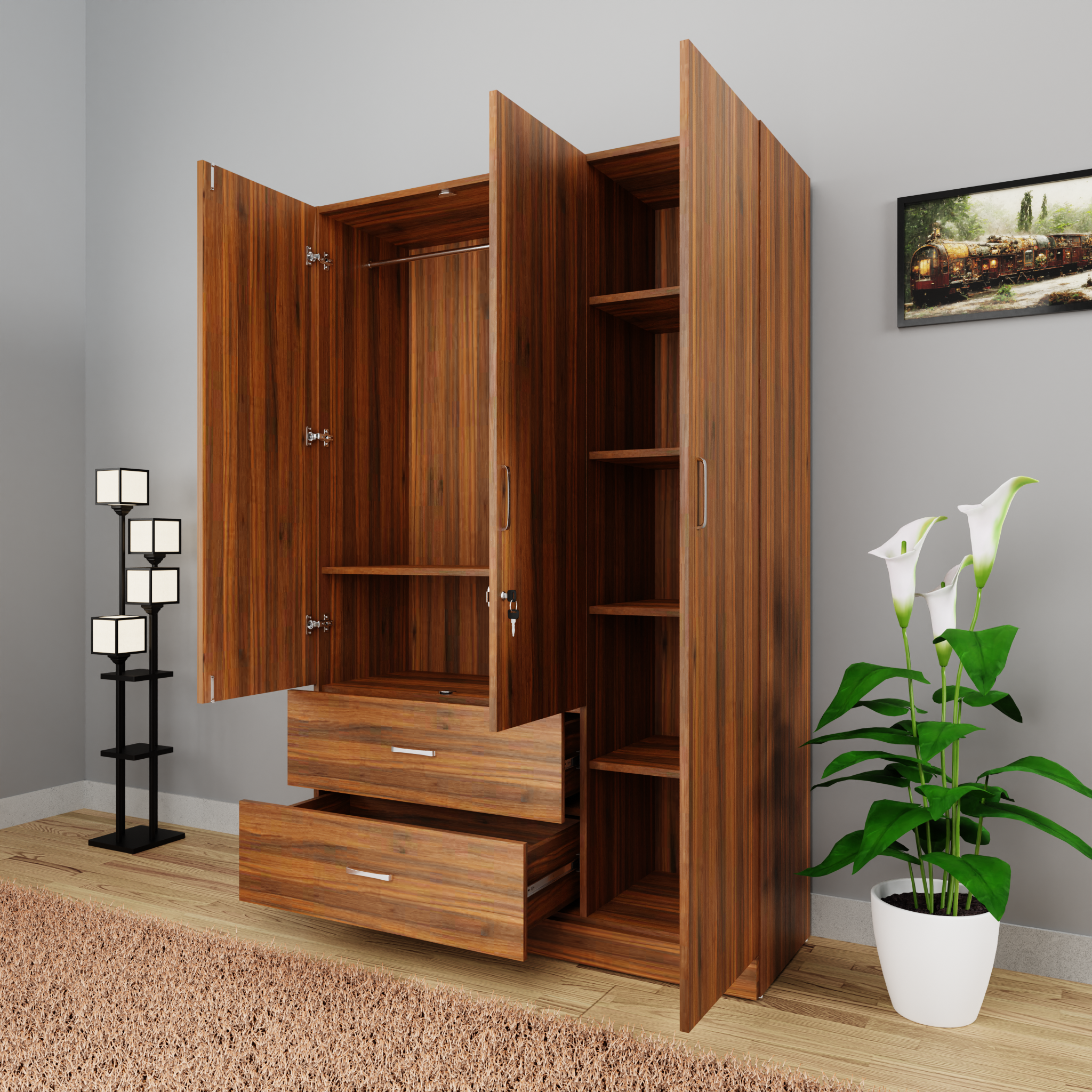 AVIRA | Wardrobe , Hinged | 3 Door, 2 Drawer Wardrobes VIKI FURNITURE   