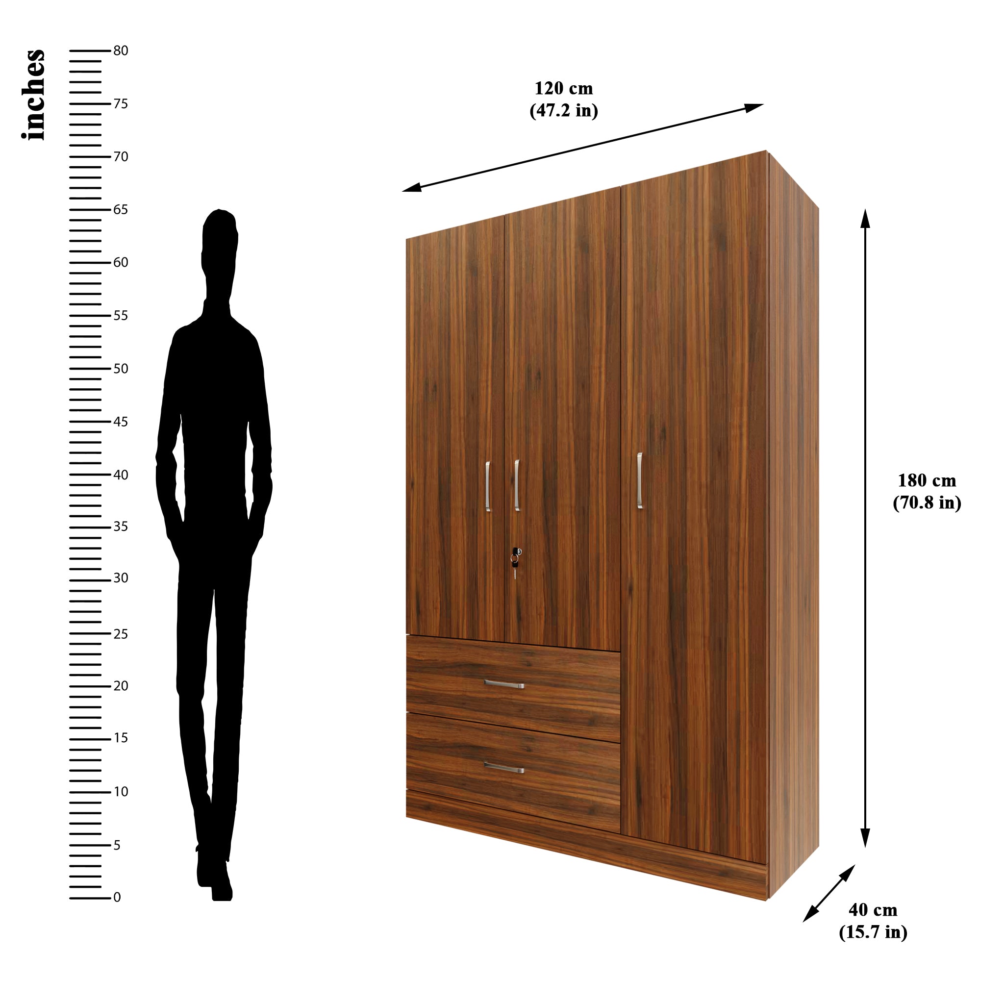 AVIRA | Wardrobe , Hinged | 3 Door, 2 Drawer Wardrobes VIKI FURNITURE   