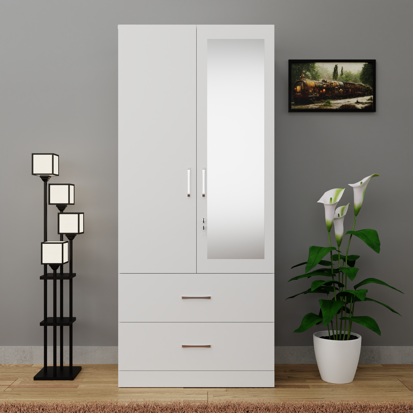 AVIRA | Wardrobe With Mirror, Hinged | 2 Door
