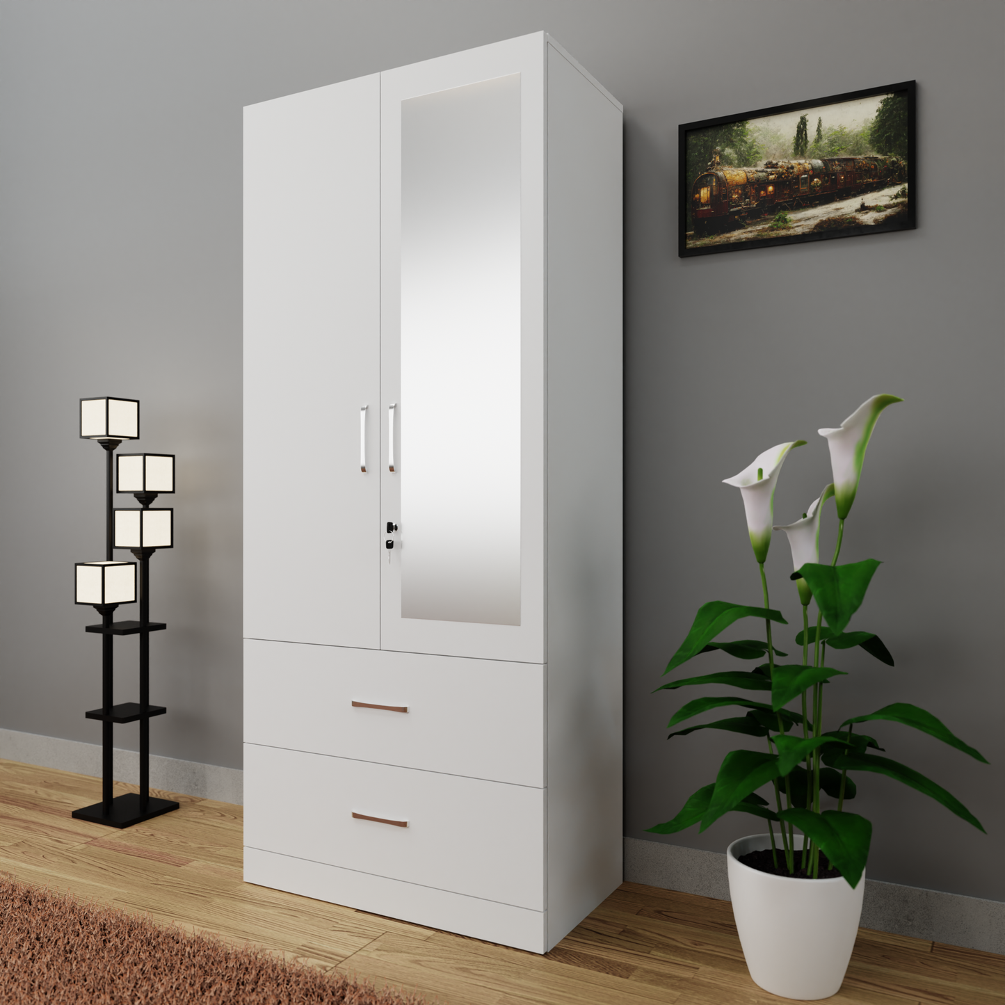 AVIRA | Wardrobe With Mirror, Hinged | 2 Door
