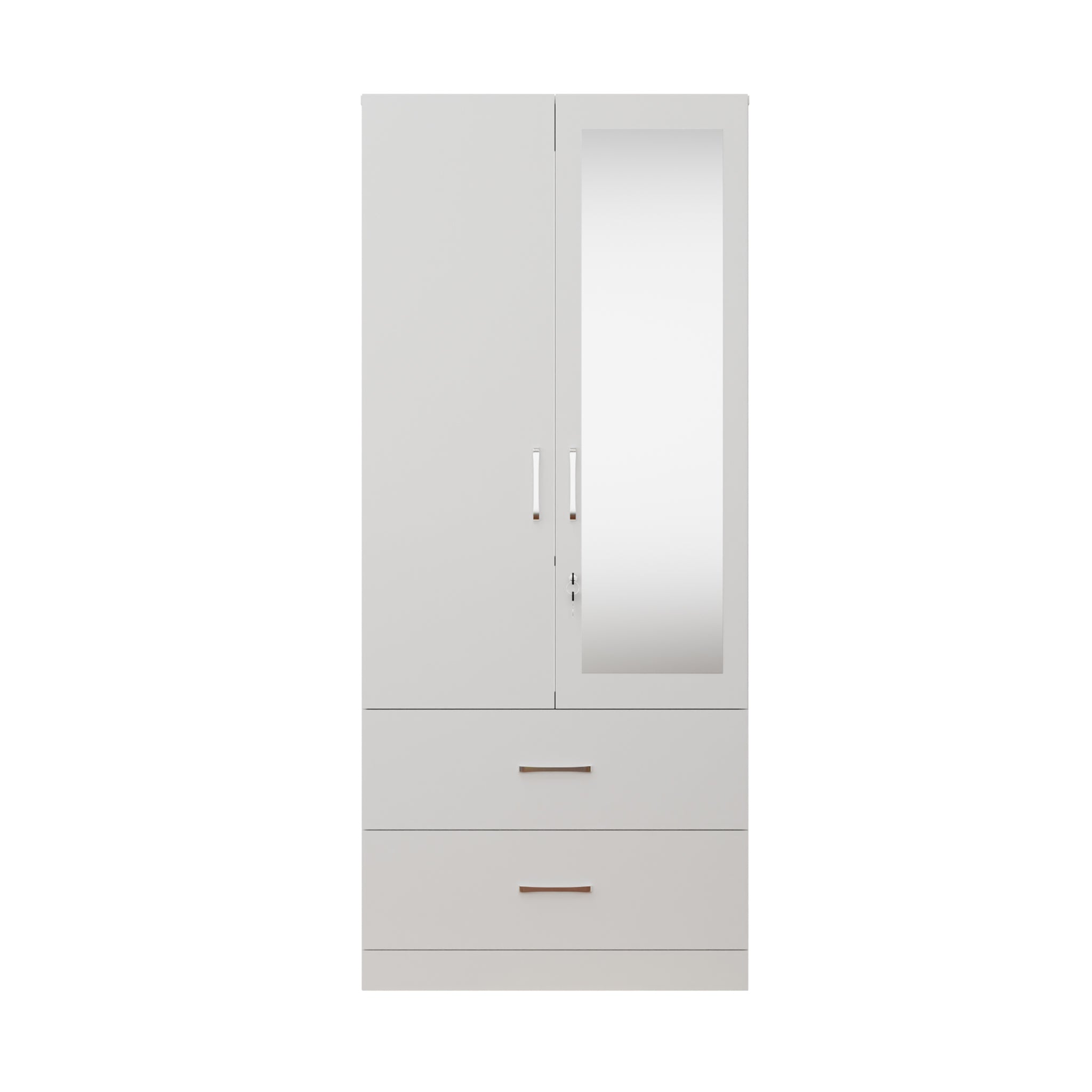 AVIRA | Wardrobe With Mirror, Hinged | 2 Door, 2 Drawer Wardrobes VIKI FURNITURE   